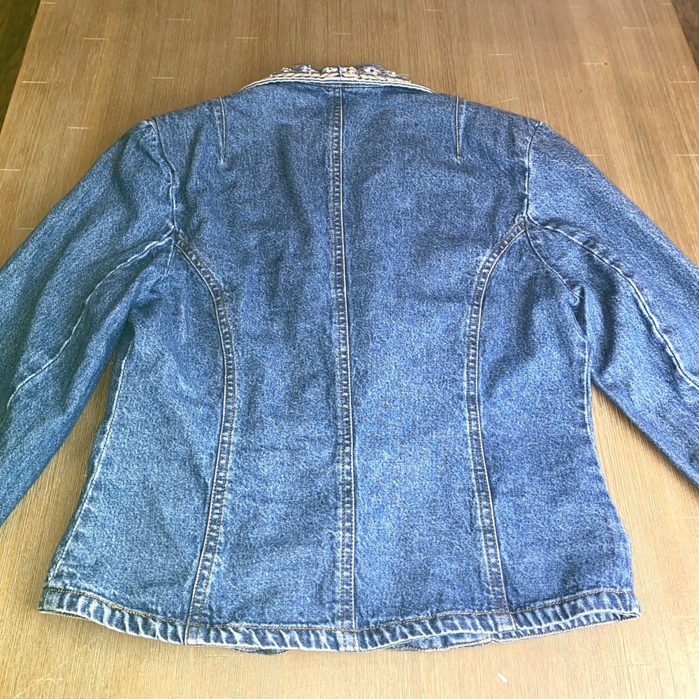 VTG Gordon & James Womens Embroidered Rhinestone Denim Blazer Med Western READ - Picture 10 of 11